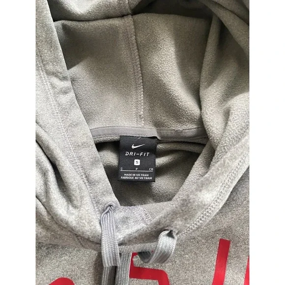 NIKE Dri-Fit BSU Bears Hoodie S Gray Red Fleece Graphic Athletic Gym Warm Sports - Picture 4 of 7